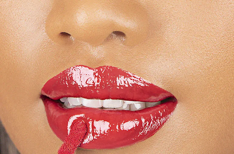 The same close-up with blemishes removed and even skin